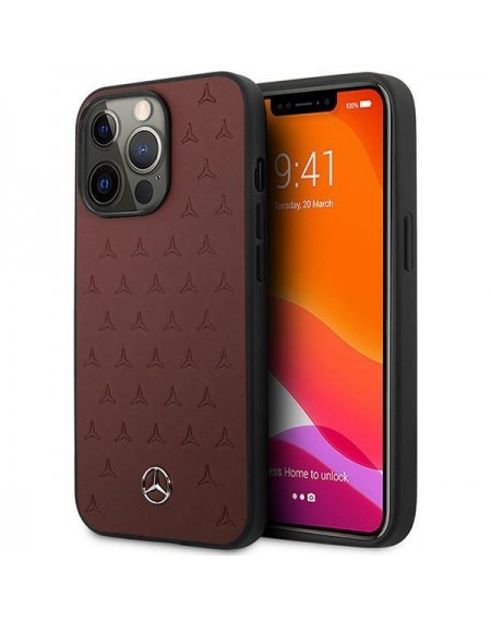 Mercedes MEHCP13XPSQRE iPhone 13 Pro Max 6,7" czerwony/red hardcase Leather Stars Pattern