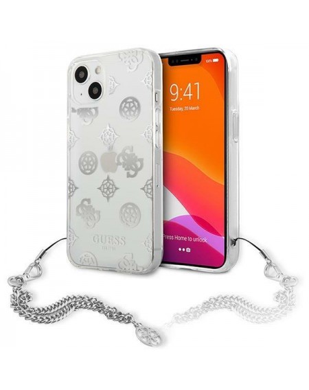 Guess GUHCP13SKSPESI iPhone 13 mini 5,4" srebrny/silver hardcase Peony Chain Collection