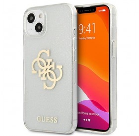 Guess GUHCP13SPCUGL4GTR iPhone 13 mini 5,4" transparent hard case Glitter 4G Big Logo