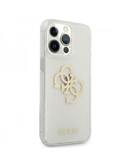 Guess GUHCP13XPCUGL4GTR iPhone 13 Pro Max 6,7" transparent hard case Glitter 4G Big Logo