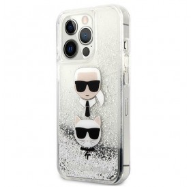 Karl Lagerfeld KLHCP13XKICGLS iPhone 13 Pro Max 6,7" srebrny/silver hardcase Liquid Glitter Karl&Choupette Head