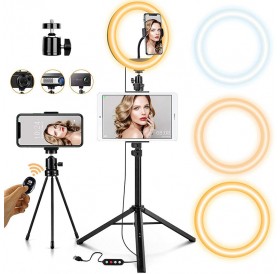 Joyroom ring flash lamp tripod kit for recording live streaming YouTube videos TikTok Instagram selfie phone holder ring light black (JR-ZS233)