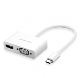 Ugreen adapter video converter USB Type C - HDMI / VGA white (MM123)