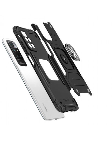 Wozinsky Ring Armor armored hybrid case cover + magnetic holder for Xiaomi Redmi 10 black