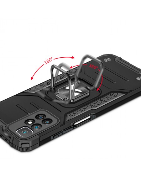 Wozinsky Ring Armor armored hybrid case cover + magnetic holder for Xiaomi Redmi 10 blue
