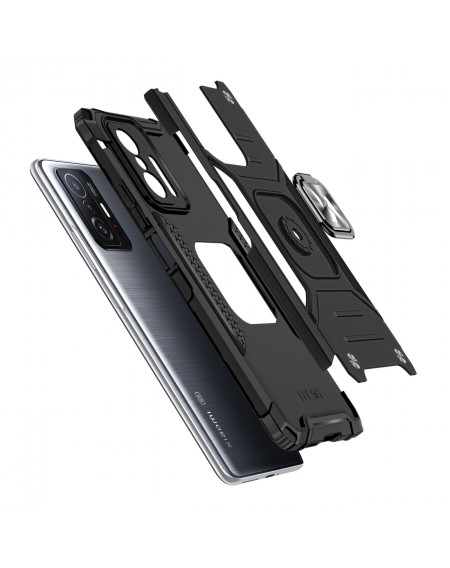 Wozinsky Ring Armor Tough Hybrid Case Cover + Magnetic Mount for Xiaomi Mi 11T Pro / Mi 11T Black