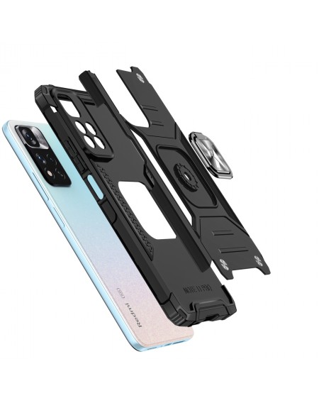 Wozinsky Ring Armor Tough Hybrid Case Cover + Magnetic Mount Xiaomi Redmi Note 11 Pro 5G (China) / Redmi Note 11 Pro + 5G (China) / Mi 11i (India) / Mi 11i HyperCharge / Poco X4 NFC 5G black