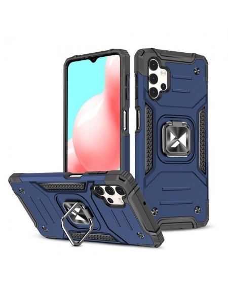 Wozinsky Ring Armor tough hybrid case cover + magnetic holder for Samsung Galaxy A13 5G blue