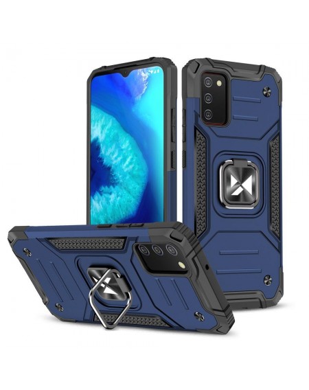 Wozinsky Ring Armor tough hybrid case cover + magnetic holder for Samsung Galaxy A03s blue