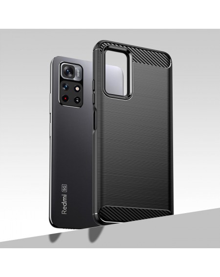 Carbon Case Flexible Cover Sleeve for Xiaomi Redmi Note 11 black