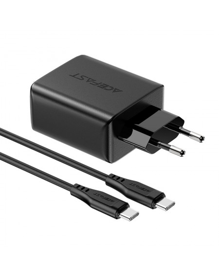 Acefast 2in1 charger 2x USB Type C / USB 65W, PD, QC 3.0, AFC, FCP (set with cable) black (A13 black)