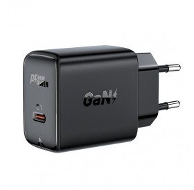 Acefast charger GaN USB Type C 30W, PD, QC 3.0, AFC, FCP black (A21 black)