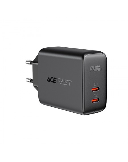 Acefast charger 2x USB Type C 40W, PPS, PD, QC 3.0, AFC, FCP black (A9 black)