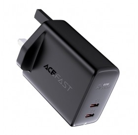 Acefast wall charger (UK plug) 2x USB Type C 40W, PPS, PD, QC 3.0, AFC, FCP black (A12 black)