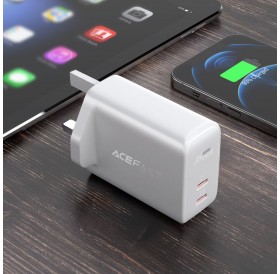 Acefast wall charger (UK plug) 2x USB Type C 40W, PPS, PD, QC 3.0, AFC, FCP white (A12 white)