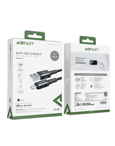 Acefast cable MFI USB - Lightning 1.2m, 2.4A black (C1-02 black)