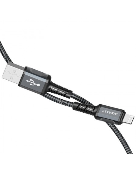 Acefast MFI USB cable - Lightning 1.2m, 2.4A gray (C1-02 deep space gray)
