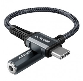 Acefast USB Type C audio cable - 3.5mm mini jack (female) 18cm, DAC, AUX gray (C1-07 deep space gray)