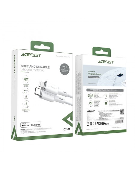 Acefast cable MFI USB Type C - Lightning 1.2m, 30W, 3A white (C2-01 white)