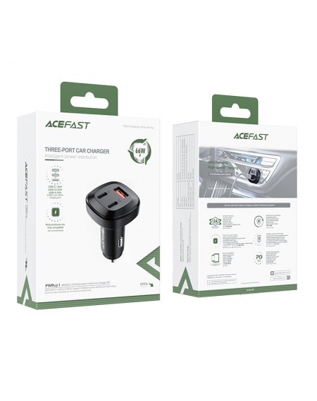 Acefast car charger 66W 2x USB Type C / USB, PPS, Power Delivery, Quick Charge 4.0, AFC, FCP, SCP black (B3 black)