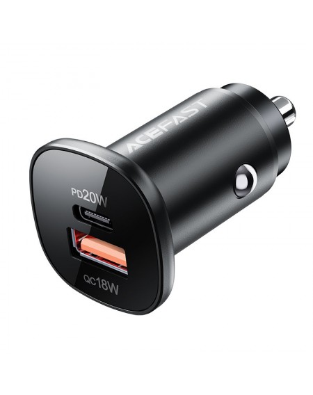 Acefast car charger 38W USB Type C / USB, PPS, Power Delivery, Quick Charge 3.0, AFC, FCP black (B1 black)