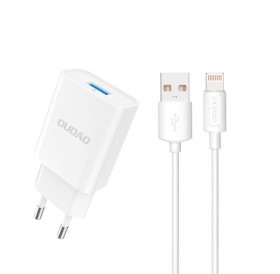 Dudao USB wall charger QC3.0 12W white + Lightning cable 1m (A3EU)