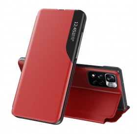 Eco Leather View Case Elegant Flip Cover with Stand Function Poco M4 Pro 5G Red