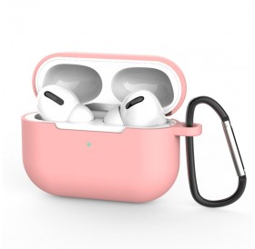 Case for AirPods Pro silicone soft case for headphones + keychain carabiner pendant pink (case D)