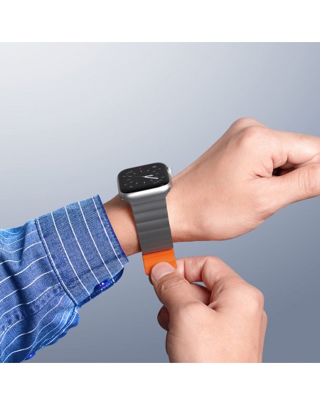 Dux Ducis Magnetic Strap Watch Strap 7/6/5/4/3/2 / SE (41/40 / 38mm) Magnetic Gray Orange (Chain Version)