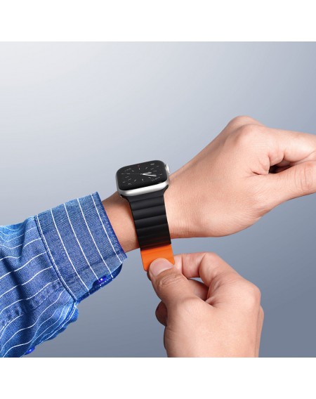 Dux Ducis Magnetic Strap Watch Strap 7/6/5/4/3/2 / SE (45/44 / 42mm) Magnetic Band Black / Orange (Chain Version)