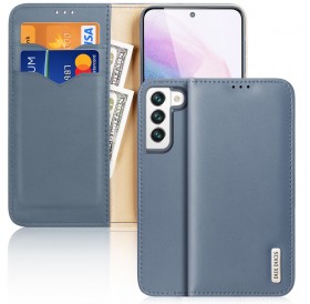 Dux Ducis Hivo Leather Flip Cover Genuine Leather Wallet For Cards And Documents Samsung Galaxy S22 Blue