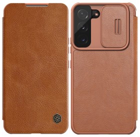 Nillkin Qin Leather Pro Case Case For Samsung Galaxy S22 Camera Protector Holster Cover Flip Cover Brown