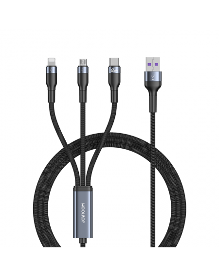 Joyroom 3in1 USB cable - USB Type C / micro USB / Lightning 66W 6A 1.2m black (S-1260G5)