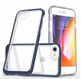 Clear 3in1 case for iPhone SE 2022 / SE 2020 / iPhone 8 / iPhone 7 gel cover with frame blue