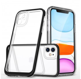 Clear 3in1 case for iPhone 11 frame gel cover black