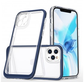 Clear 3in1 case for iPhone 11 Pro Max blue frame gel cover
