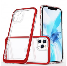Clear 3in1 Case for iPhone 11 Pro Max Frame Cover Gel Red