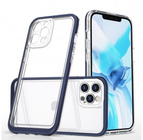 Clear 3in1 case for iPhone 12 Pro blue frame gel cover