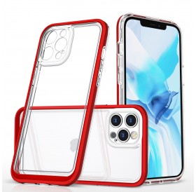 Clear 3in1 case for iPhone 12 Pro frame gel cover red