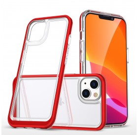 Clear 3in1 case for iPhone 13 mini gel cover with frame red