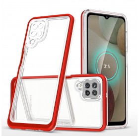 Clear 3in1 Case for Samsung Galaxy A22 4G Frame Gel Cover Red