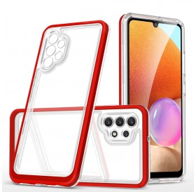 Clear 3in1 Case for Samsung Galaxy A32 4G Frame Gel Cover Red