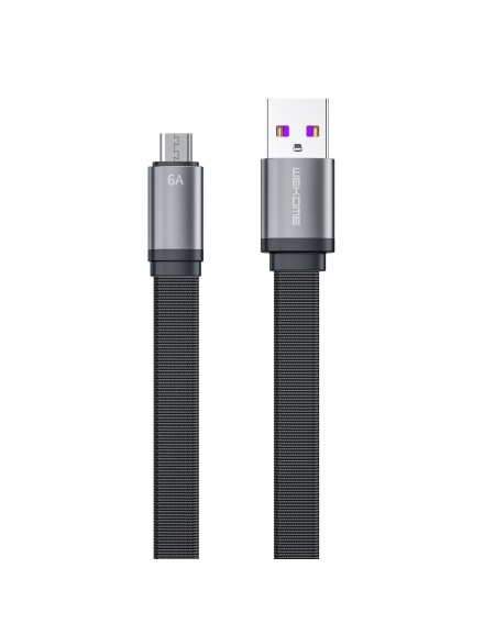 WK Design King Kong 2nd Gen series flat USB - micro USB cable for fast charging / data transmission 6A 1.3m black (WDC-156)