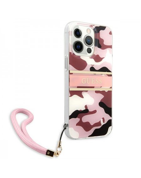Guess GUHCP13LKCABPI iPhone 13 Pro / 13 6,1" różowy/pink hardcase Camo Strap Collection