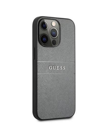 Guess GUHCP13LPSASBGR iPhone 13 Pro / 13 6,1" szary/grey Saffiano Strap