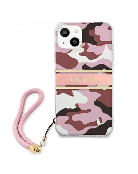 Guess GUHCP13MKCABPI iPhone 13 6,1" różowy/pink hardcase Camo Strap Collection