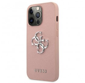 Guess GUHCP13XSA4GSPI iPhone 13 Pro Max 6,7" różowy/pink hardcase Saffiano 4G Metal Logo