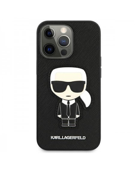 Karl Lagerfeld KLHCP13LOKPK iPhone 13 Pro / 13 6,1" czarny/black hardcase Saffiano Ikonik Karl`s Patch