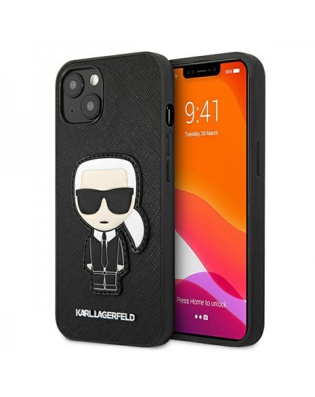 Karl Lagerfeld KLHCP13SOKPK iPhone 13 mini 5,4" czarny/black hardcase Saffiano Ikonik Karl`s Patch