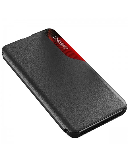 Eco Leather View Case elegant case with a flip cover and stand function for Samsung Galaxy S22 Ultra black